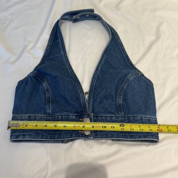 Levi's Daisy Denim Halter Crop Top - L - Picture 3 of 10